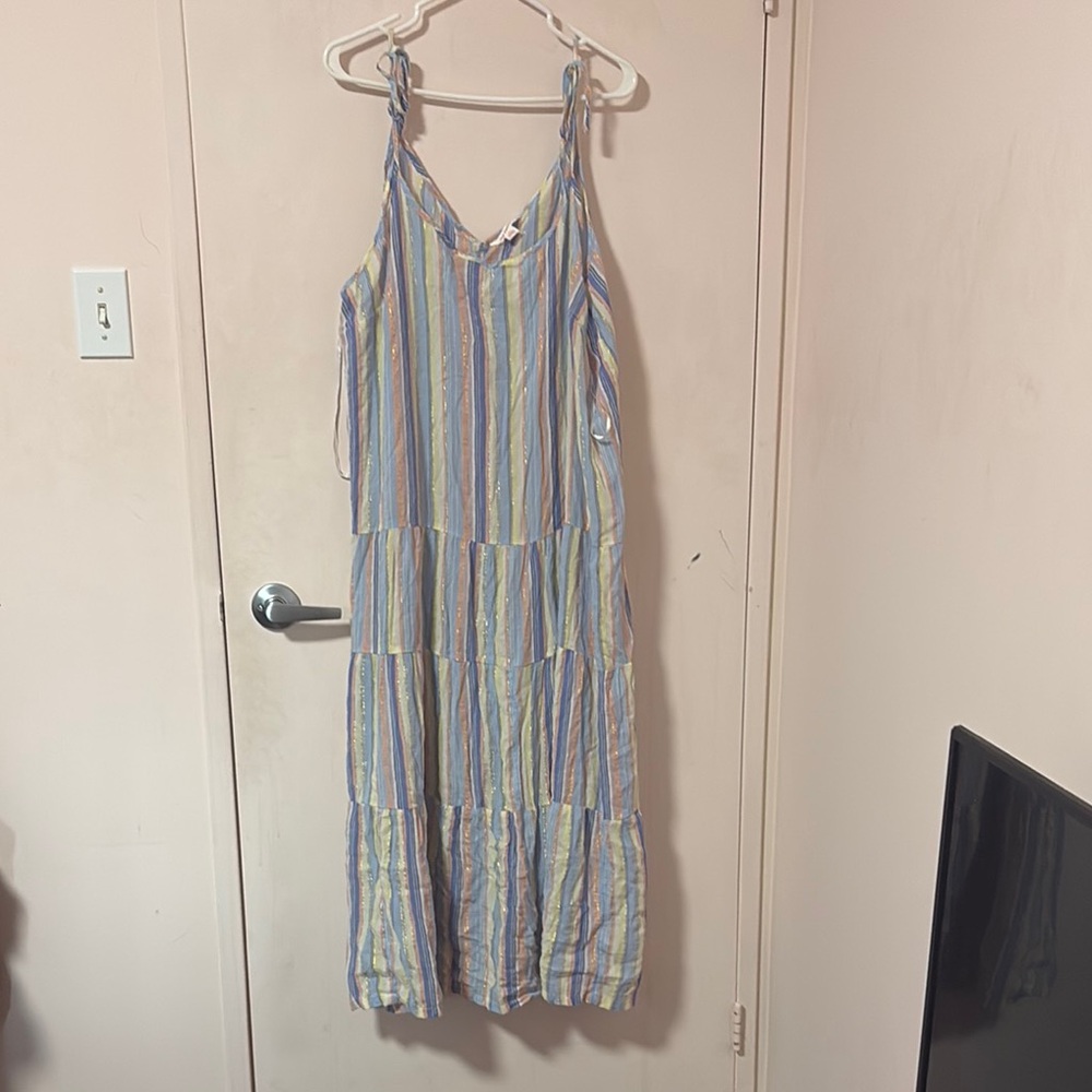 Joe Fresh Blue and Cream Ruffled Tiered Sundress